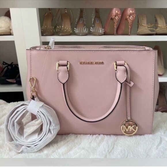 * NWT MICHAEL Michael Kors Kellen Saffiano Leather Satchel Bag, Blossom - Picture 13 of 13